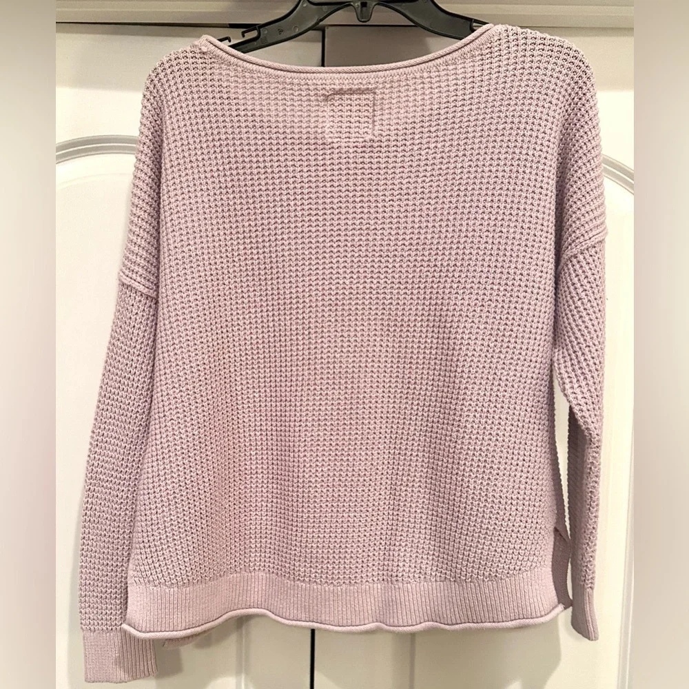 Hollister Knit Waffle Style Crew neck Light Pink Cardigan Sweater Large - Picture 2 of 7
